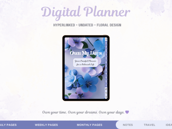 Undated Digital Planner | Own My Days - Blue Floral