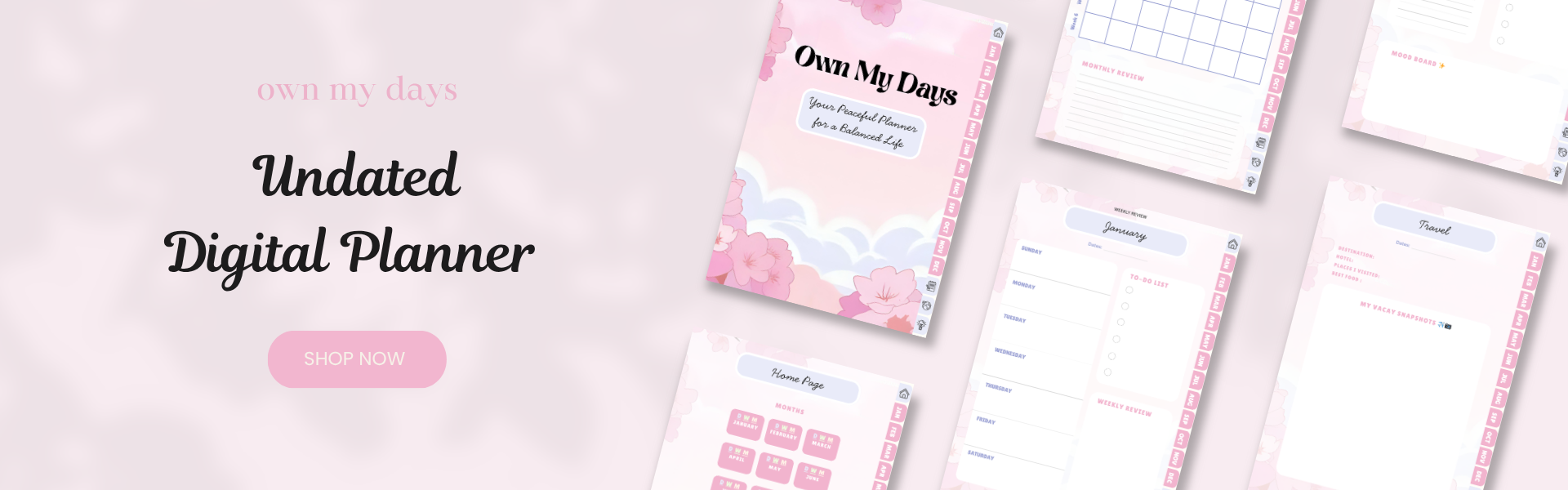 Digital planner pink