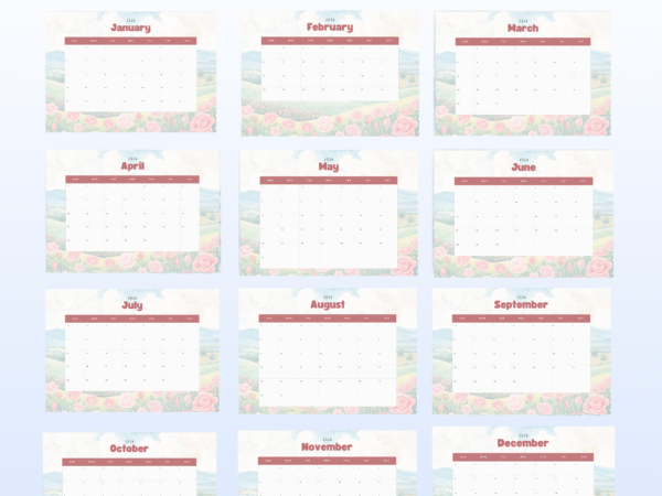 2026 Floral Rose Calendar
