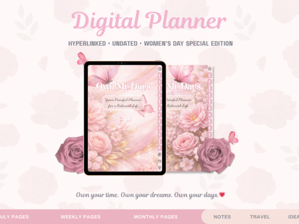Undated Digital Planner | Own My Days - Golden Rose