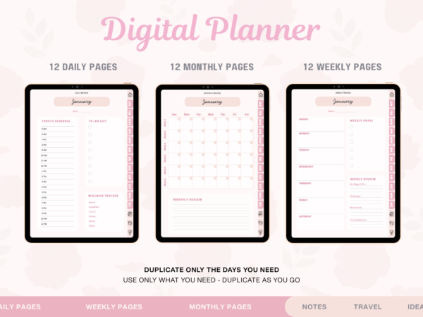 Undated Digital Planner | Own My Days - Golden Rose